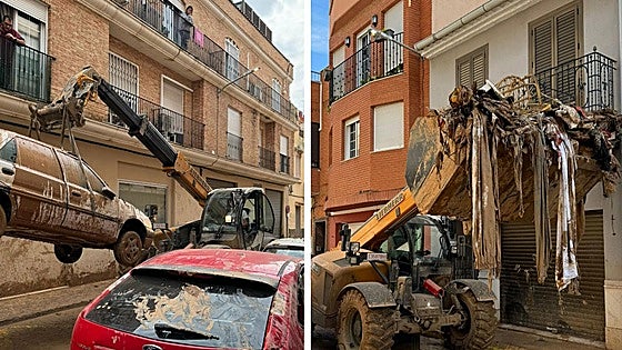 El día a día de los voluntarios de varios pueblos de Burgos en Valencia: «22 horas sin parar»