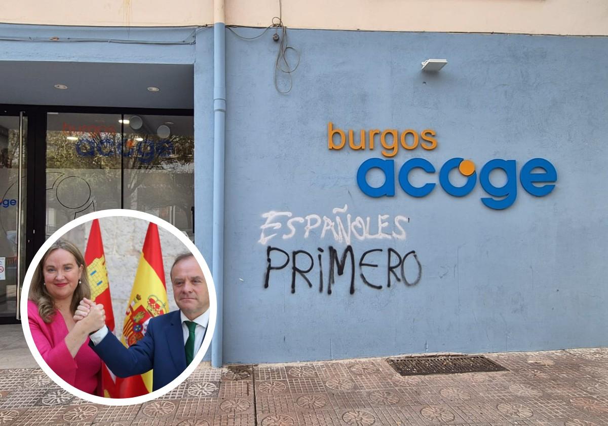 Pintadas en la sede de Burgos Acoge.