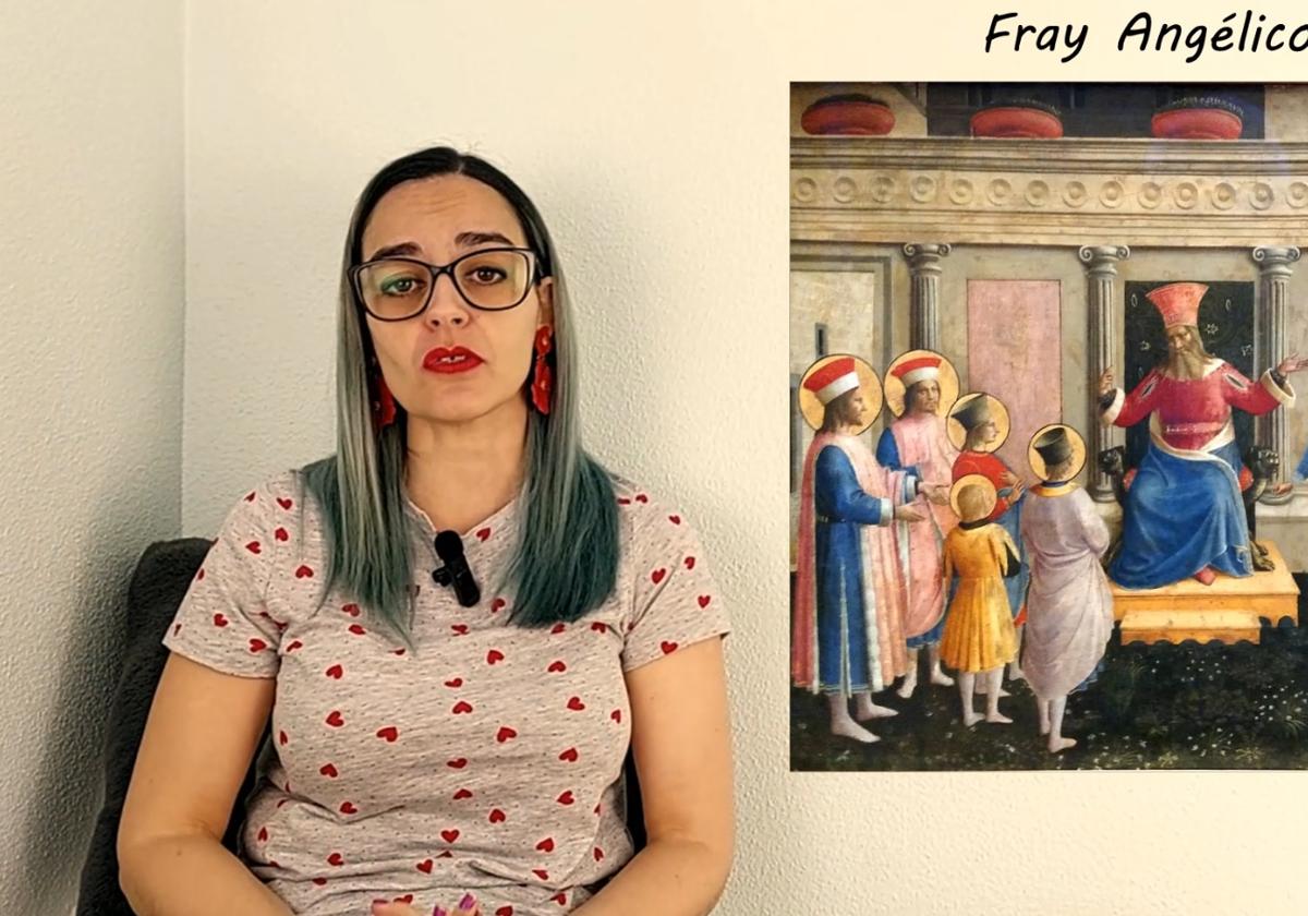 Elena Rodríguez explica el martirio de san Cosme y san Damián.