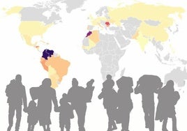 Mapa con los principales países de origen de las personas que han obtenido la autorización de residencia.