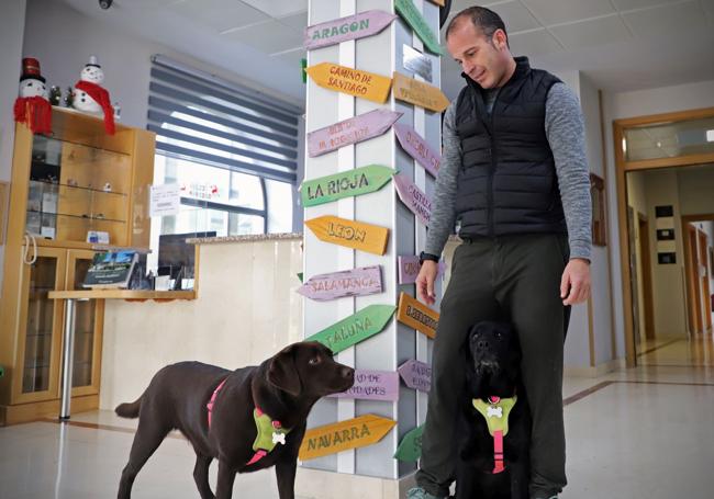 Jaime, director de la residencia, con sus dos perras.