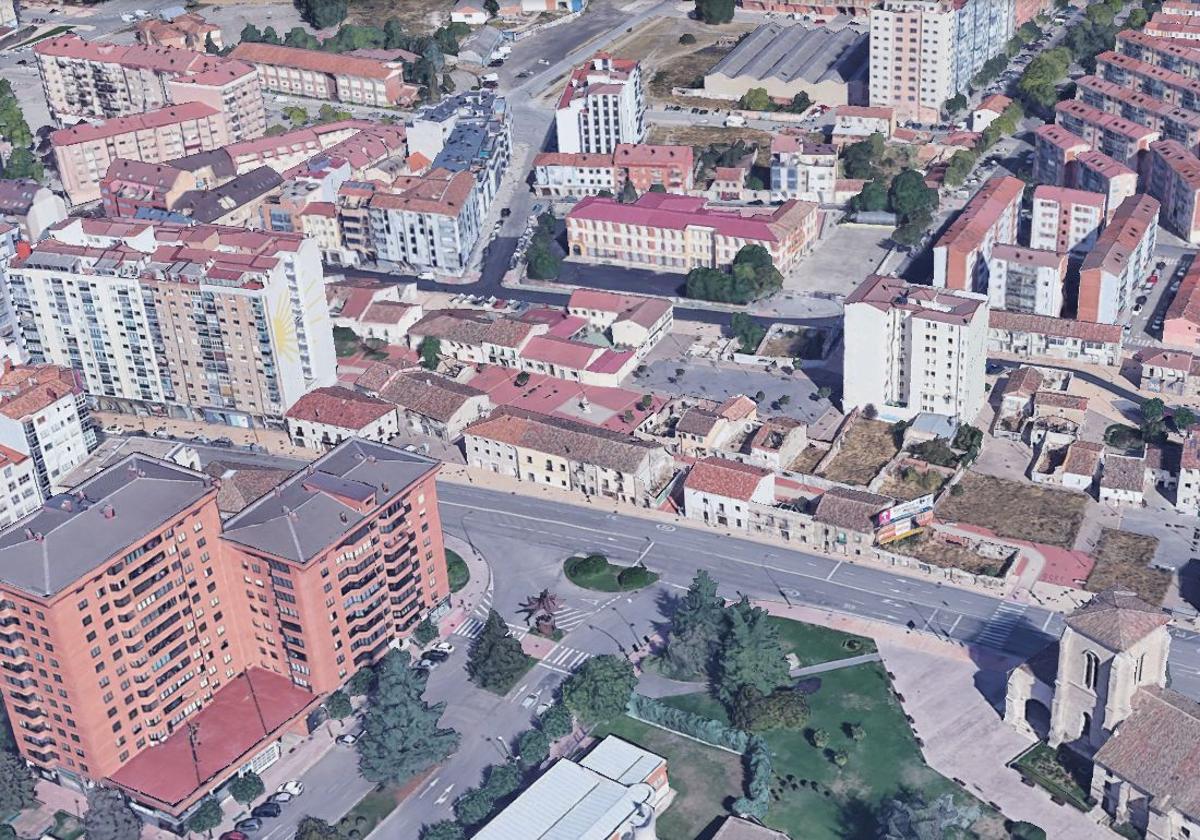 Imagen aérea del pueblo antiguo de Gamonal.