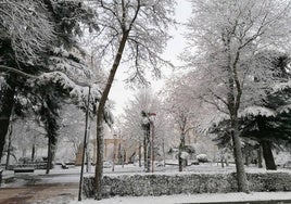 Imagen de una nevada en Burgos.