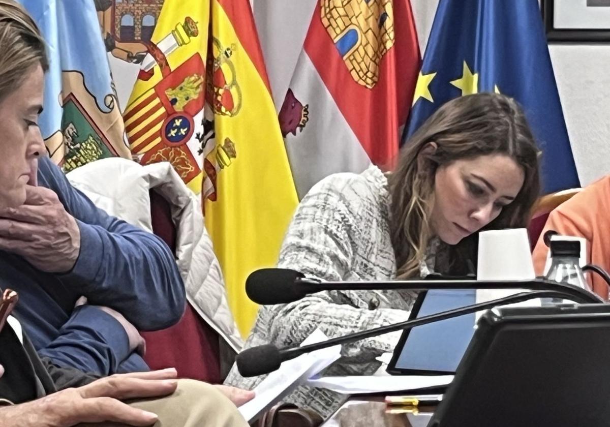 Virginia Martínez durante un pleno en Aranda de Duero.