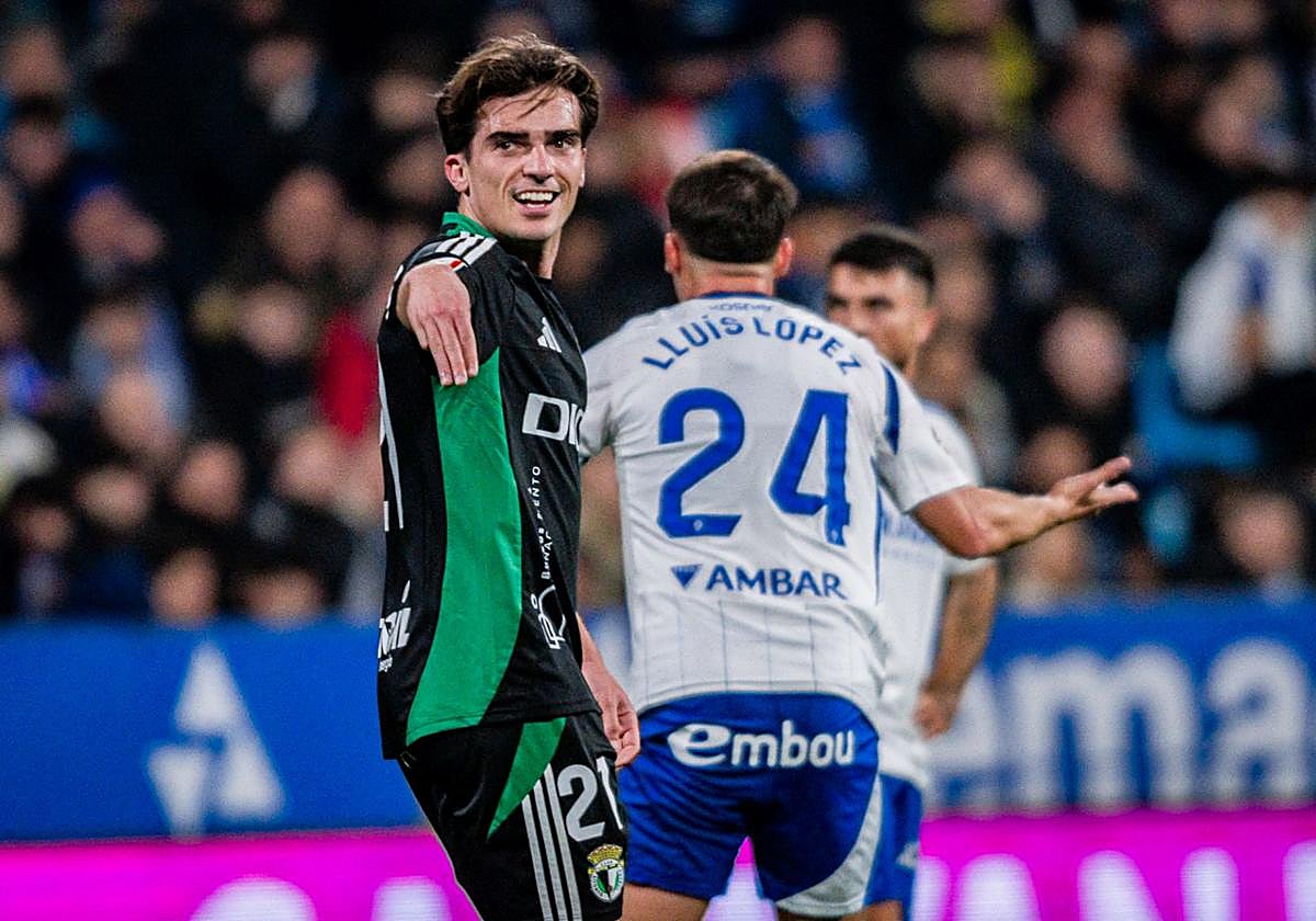 íñigo Córdoba tras el gol que ha supuesto la victoria en La Romareda