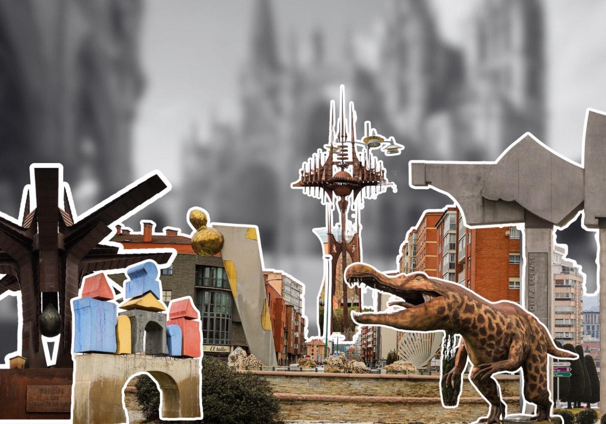 Imagen creada con algunas de las figuras de las glorietas de Burgos