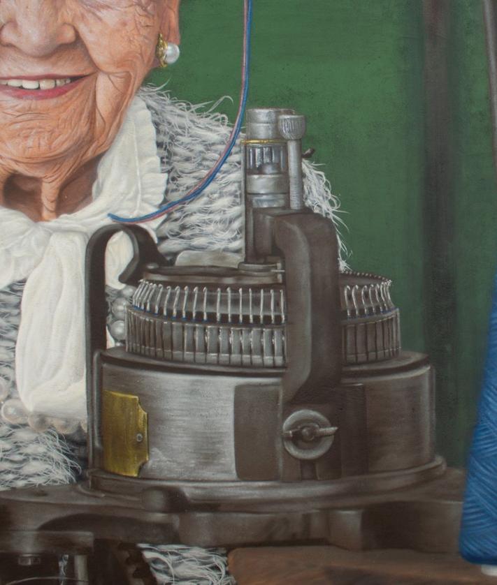 Imagen secundaria 2 - Imágenes antiguas del pasado textil de Pradoluengo y el mural actual. 