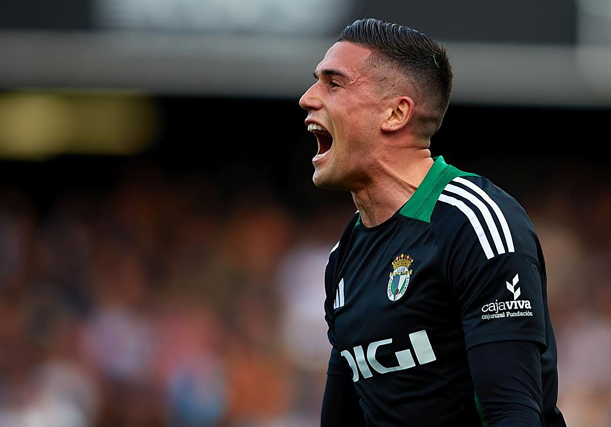 Edu Espiau, celebrando el gol frente al Castellón.