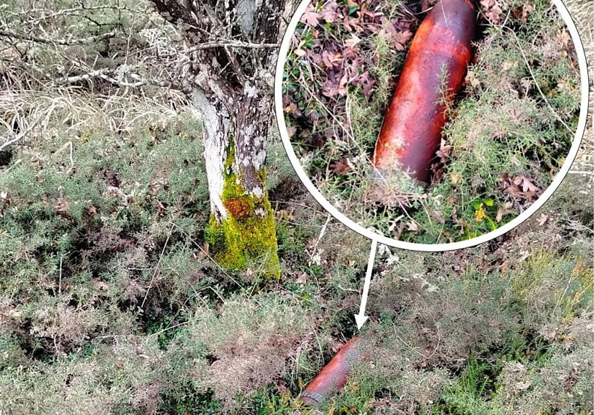 Imagen de uno de los proyectiles tal y como fue hallado.