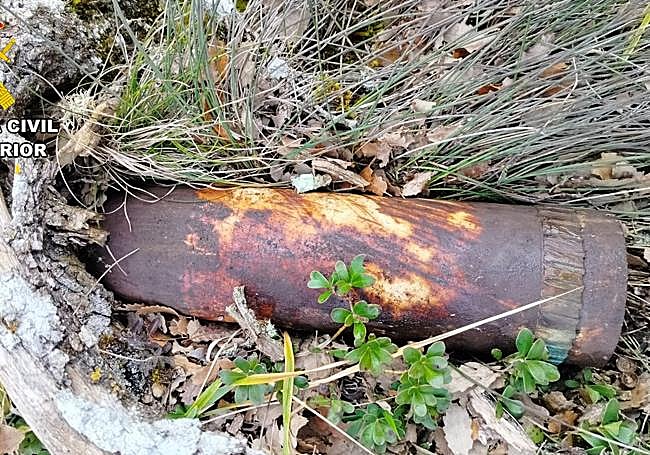 Proyectil hallado en el campo de Burgos.