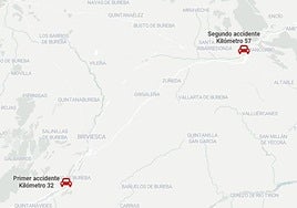 Accidentes en la AP-1 a su paso por la provincia de Burgos.