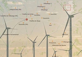 Distribución de los 20 parques eólicos que exigiría la planta de amoniaco verde