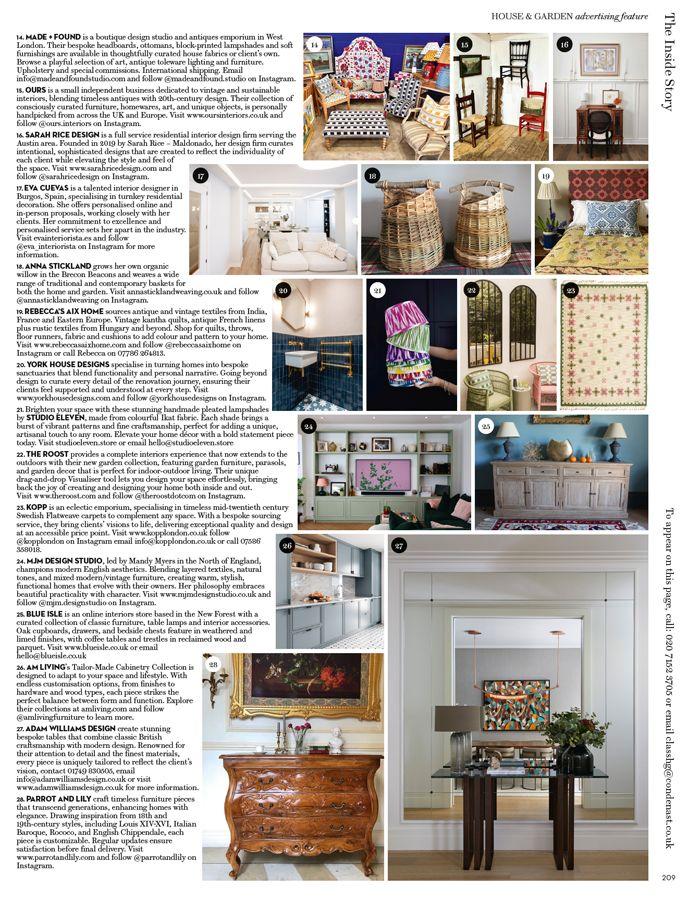 Imagen secundaria 1 - Reseñas de Eva Cuevas interiorista, en la revista 'House & Garden'. 