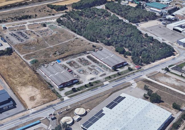 Imagen aérea del entorno de los Almacenes Municipales en Villalonquéjar.