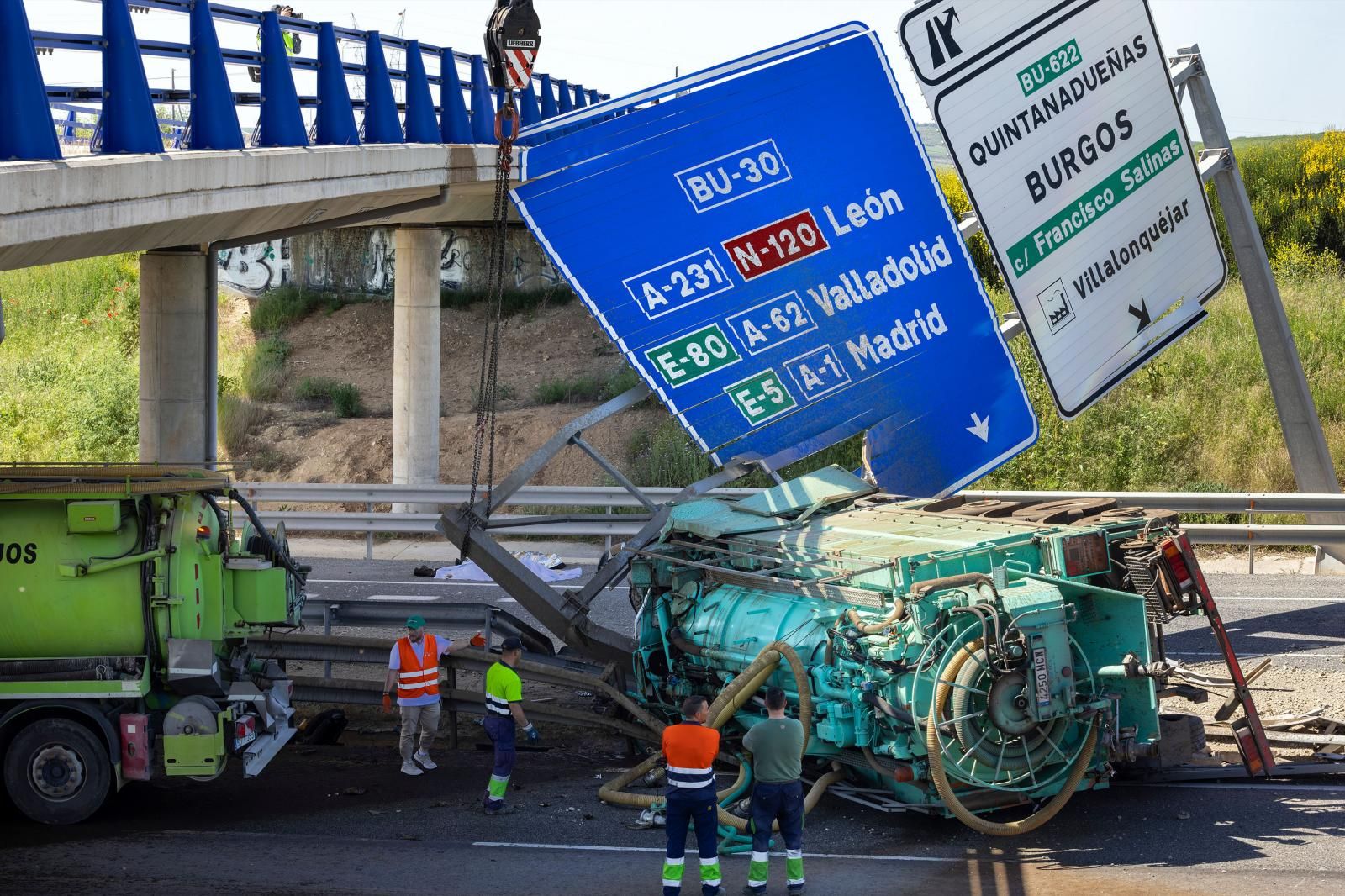 Imágenes del accidente mortal en la circunvalación de Burgos