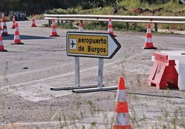 Obras en la rotonda de acceso al aeropuerto de Burgos.