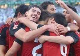 Imagen de archivo de una celebración del Mirandés.