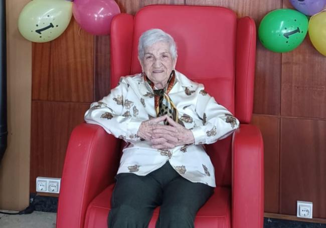 Máxima en la residencia de Salas de los Infantes el día que celebró sus 100 años.