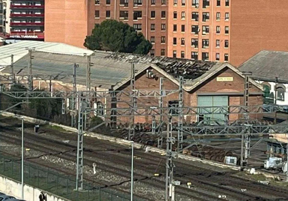 Taller de Material Remolcado de Miranda de Ebro, tras el incendio de marzo de 2024.