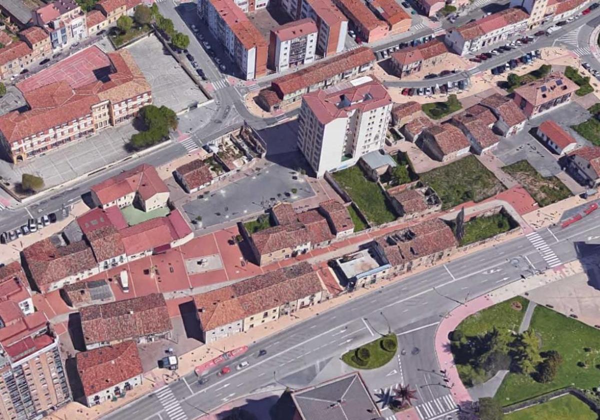Imagen aérea del pueblo antiguo de Gamonal.
