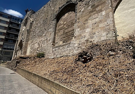 Los taludes del monasterio están plagados de maleza.