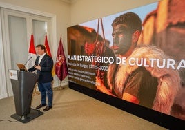 El presidente de la Diputación Provincial de Burgos, Borja Suárez, en la presentación del Plan Director.