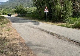 Blandón en el firme del camino a Tamayo desde Oña.