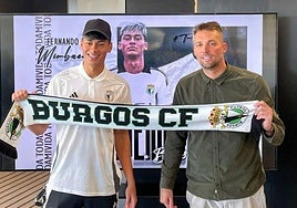 Mimbacas, durante su presentación como jugador del Burgos CF.