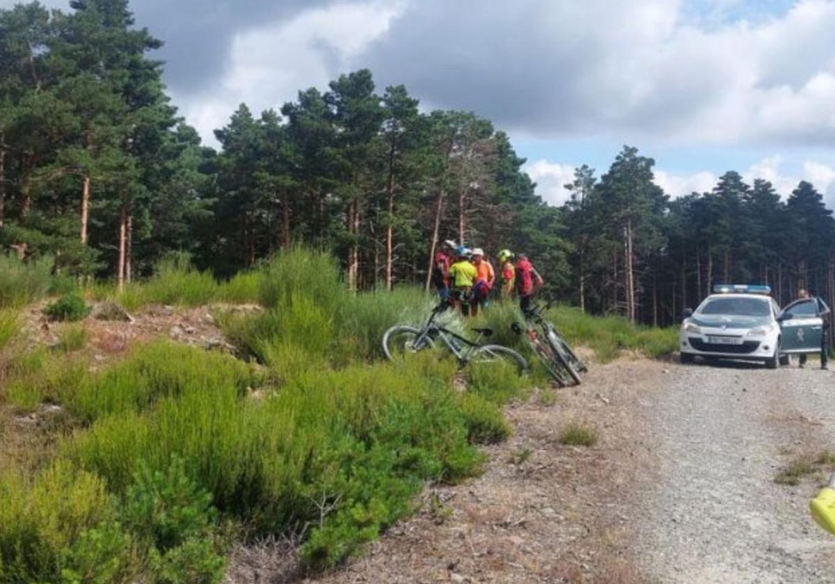 Rescate del ciclista herido en la provincia de Burgos.