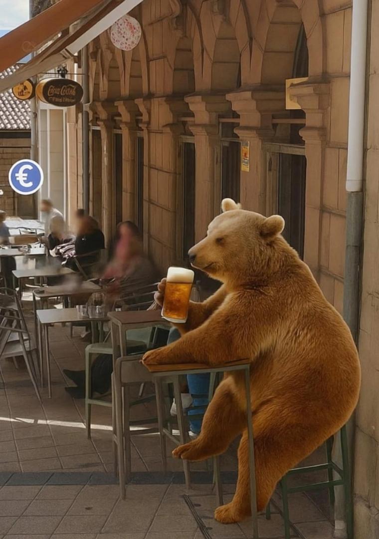 Imagen - Imagen creada en tono de humor del oso en un bar de Quintanar.