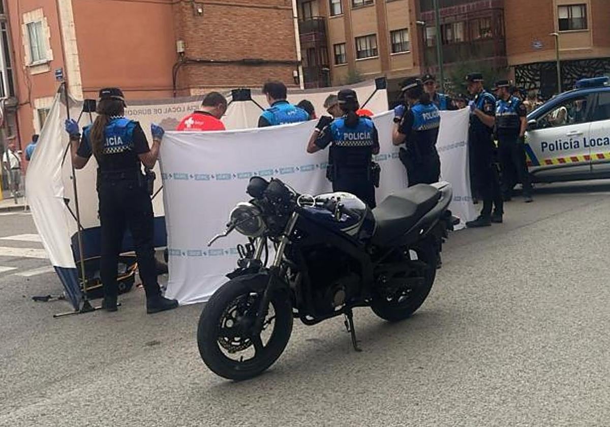 Imagen del accidente en el que ha fallecido un motorista en Burgos.