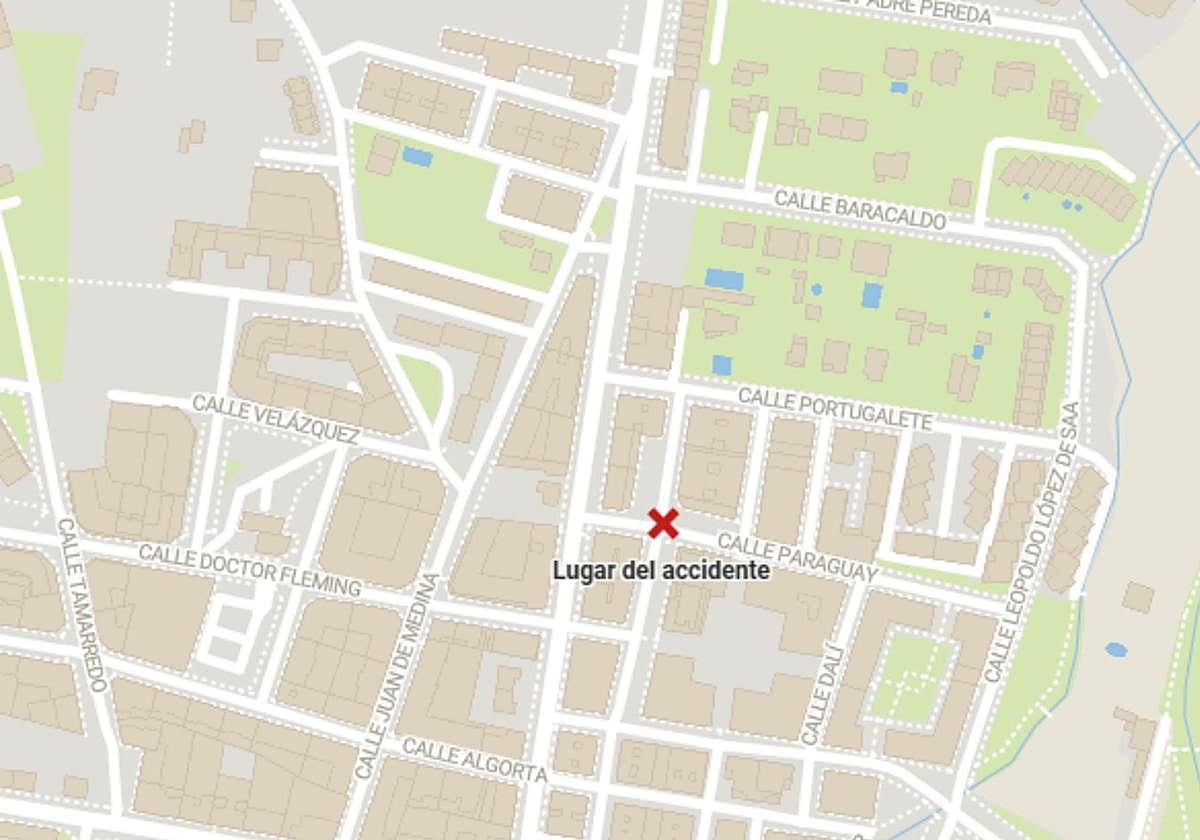 Mapa del lugar del accidente en Medina de Pomar, Burgos.