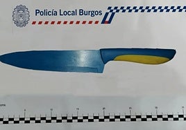 Cuchillo con el que la detenida agredió a su pareja.
