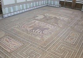 Mosaico de la la villa romana en Baños de Valdearados.