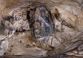 Imagen abatida en 2D, a partir de originales en 360º tomadas en las Galerías de lasHuellas y en la Sala de las Pinturas de Ojo Guareña.