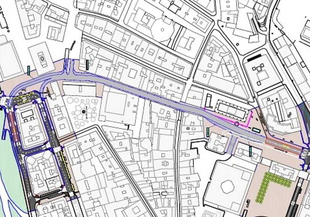 Plano que ilustra la solución a la calle Santander y las entradas y salidas del túnel.
