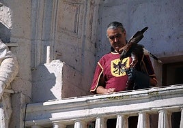 Un halcón desde el balcón donde Antonio Pérez Henares ha dado el pregón.