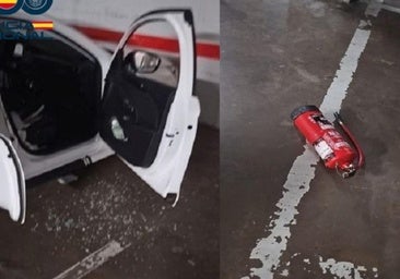 Detenido un hombre en Burgos que robó en un coche tras reventar la luna con un extintor