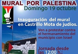 Ultiman un mural en un pueblo de Burgos en apoyo a Palestina y contra el hermanamiento de este con Israel
