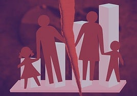 Imagen creada y editada de un dibujo de una familia rota