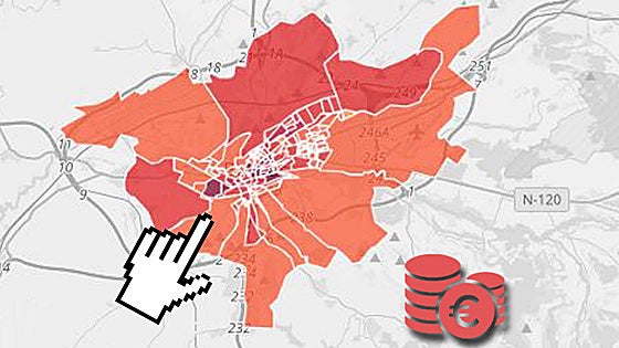 El mapa de las rentas de Burgos, calle a calle