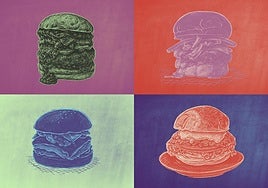 Imagen creada de las cuatro hamburguesas de burgos que participan en el concurso en ilustración