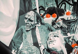 Decoración del escaparte de Moviltronic, comercio local de Burgos