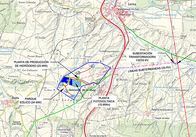 Mapa del proyecto de la planta de hidrógeno 'Iberlerma H2'.