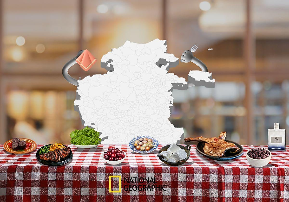 Imagen creada en la que se muestran los platos o productos que National Geographic recomienda de Burgos