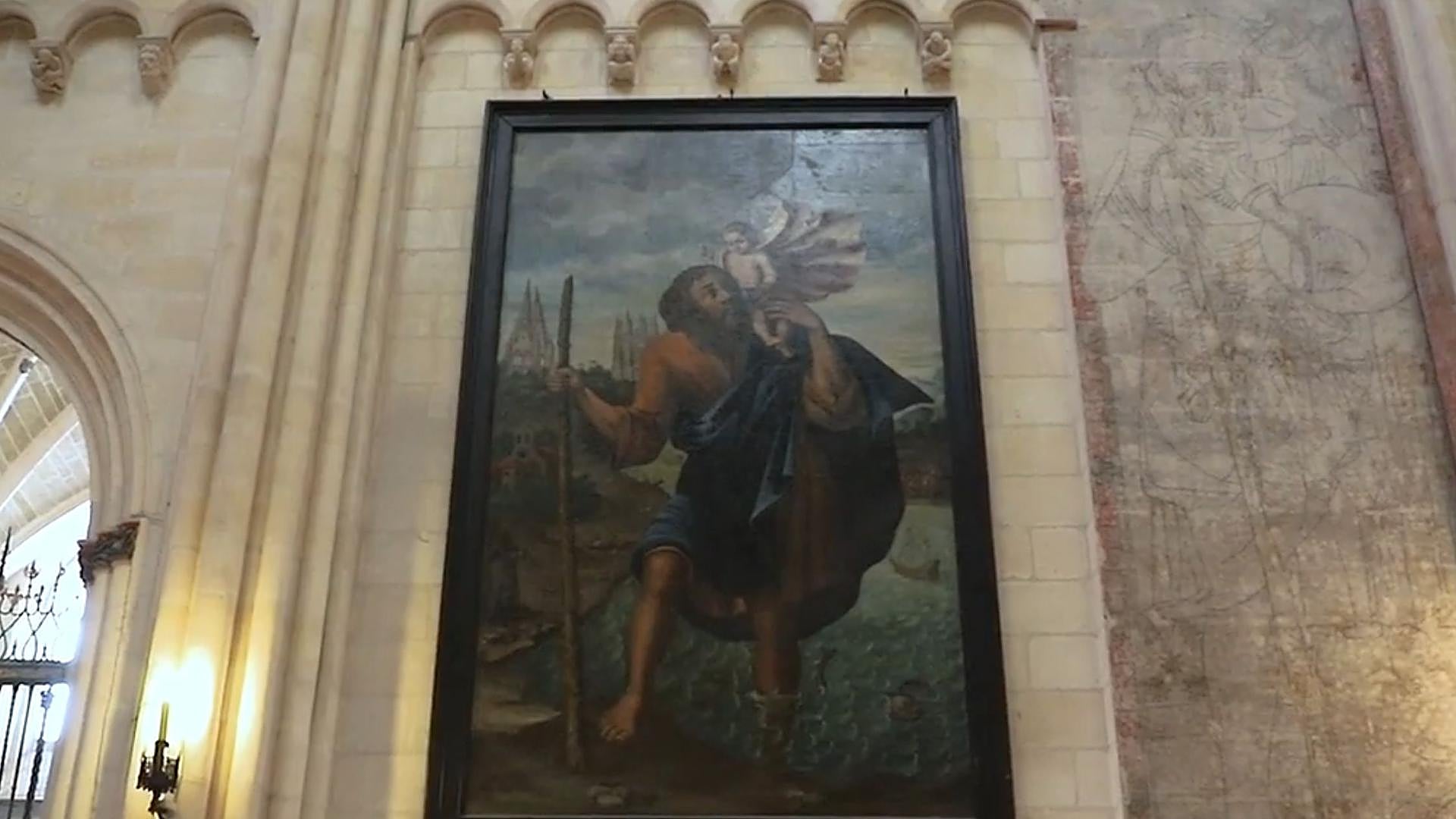 Imagen de San Cristóbal en la Catedral de Burgos.