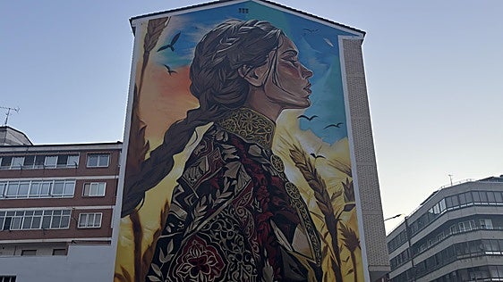 Tradición y arte urbano se dan cita en Briviesca con una monumental obra dedicada a Santa Casilda