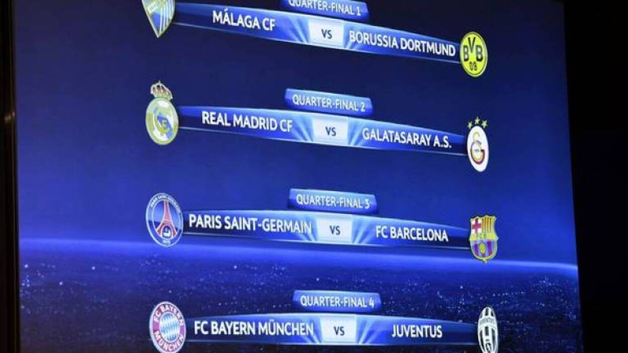 Real Madrid- Galatasaray; PSG- Barcelona; Málaga - Dortmund y Juventus- Bayern, enfrentamientos en cuartos