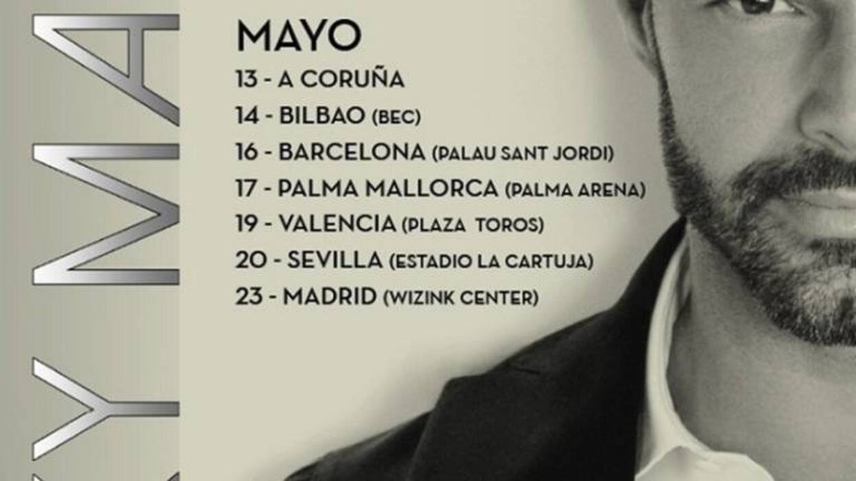 Ricky Martin recalará en mayo en seis ciudades españolas