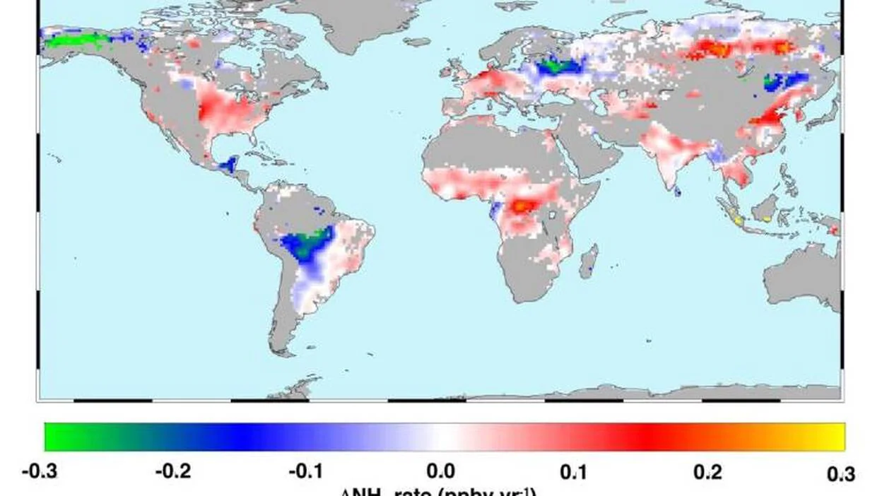 Se identifican puntos calientes globales de contaminación por amoniaco